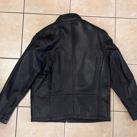 Black Leather bomber jacket -men’s L - Picture 2 of 6
